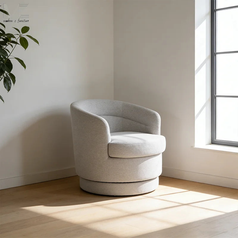 Modern Nordic Luxury Furniture Upholstered Sessel Club Armchair Velvet Boucle Accent Swivel Barrel Chair for Living Room