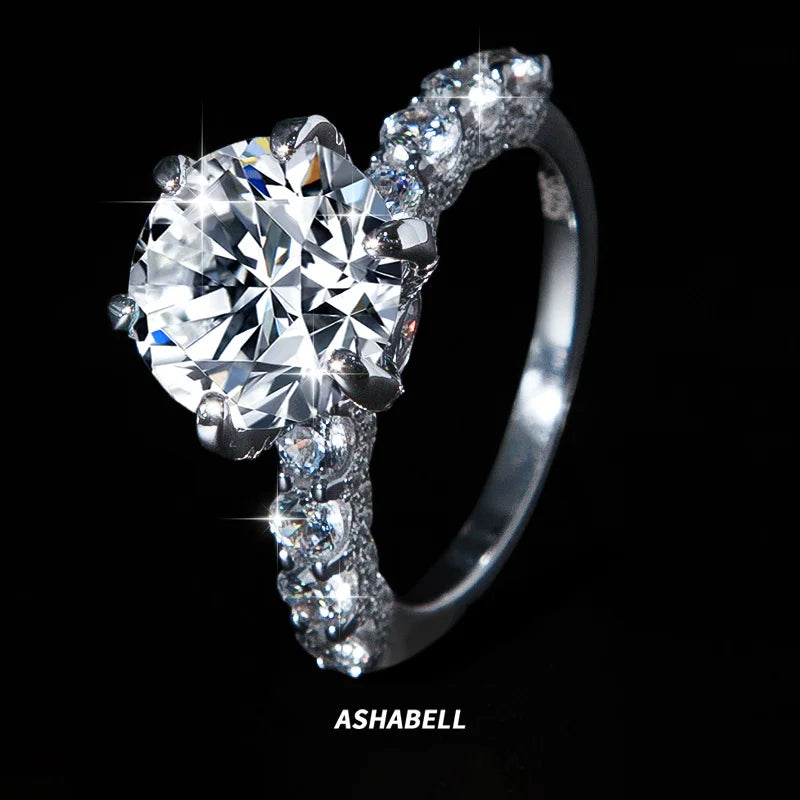 Ready to Ship S925 Sterling Silver Luxury 5carat Vvs D Color Moissanite Ring for Women Engagement and Wedding Bands