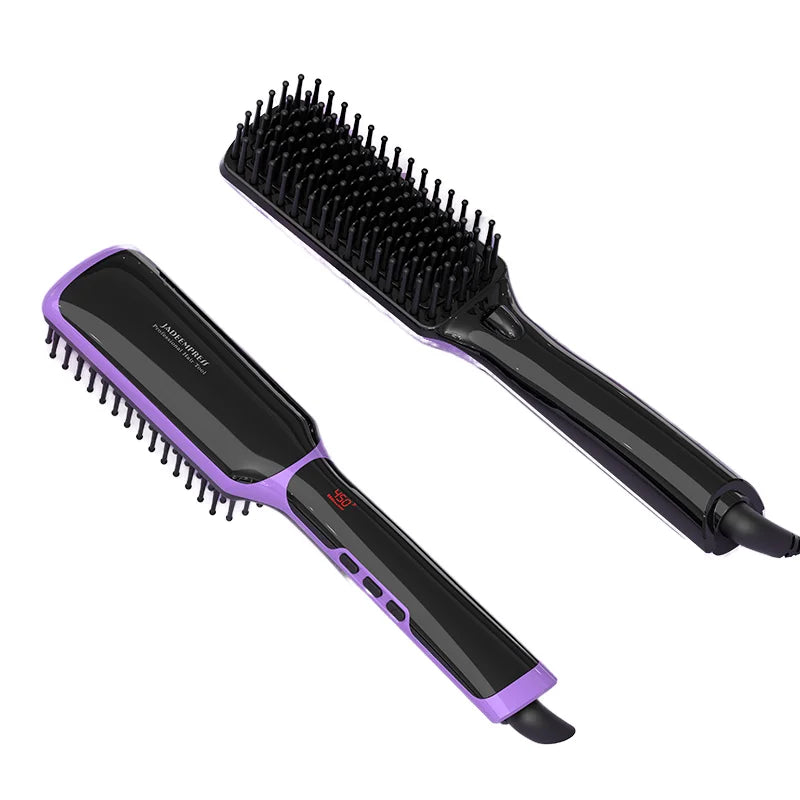 Professional Fast Heating Electric Hair Straightener Brush Portable Custom Logo Beard Hair Straightener Peine De Pelo Electrico