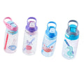 Cute 400ml 500ml Portable Cartoon Sea Animal Plastic Water Bottle with Silicone Straw School Supplies for Children