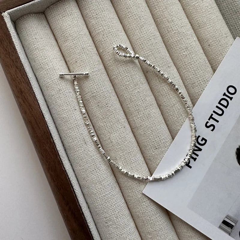 Korean Design Genuine 925 Sterling Silver Geometric Silver Beads Beaded Bracelets OT Clasp New Women Jewelry