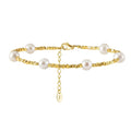 RINNTIN GPB28 Wholesale Valentine Tiny Gold Stone Chain Decor 925 Silver Chain Bracelet Adjustable Beach Jewelry for Women Gift