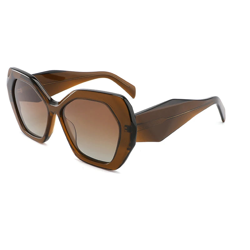 Fashion Unisex Oversized Frame Par Brand Polygonal Designer Acetate Private Label Polarized Gradient Lens Shades Sunglasses