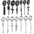 Earrings for Men Black Hoop Earrings Mens Earrings Set Black Earrings Stainless Steel Dangle Cross Earrings Women Jewelry