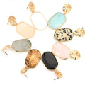 Colorful Gemstone Drop Earrings Hypoallergenic Pendant Stone Personality Metal Earrings