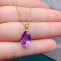 Wholesale 18K Buckle 925 Sterling Silver Natural Amethyst Crystal Pendant Necklace High Fashion Quality Jewelry with Charms