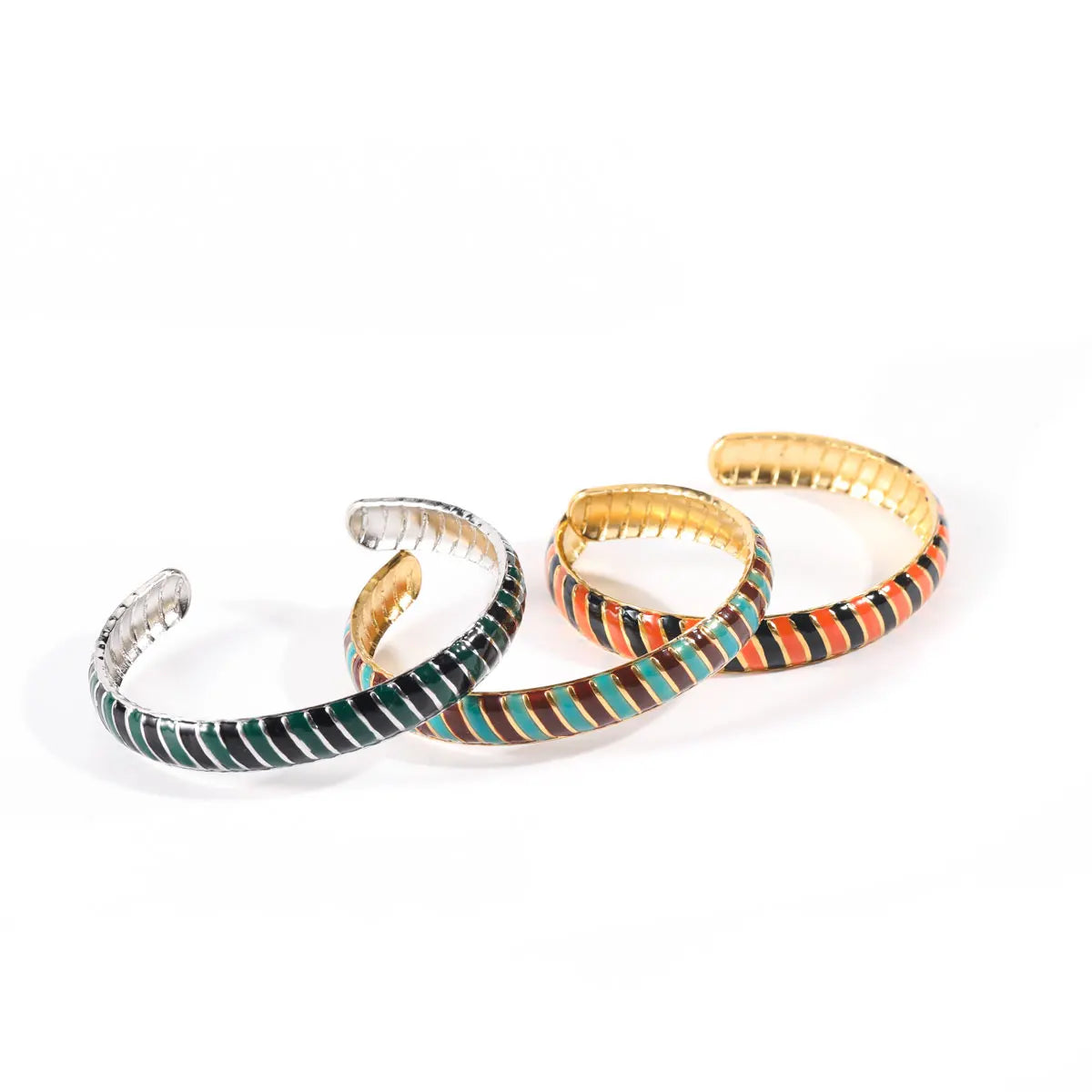 Fashion 18K Gold Plated Stainless Steel Open Adjustable Cuff Bracelet Colorful Enamel C Shape Bangle Bracelet for Women Jewelry