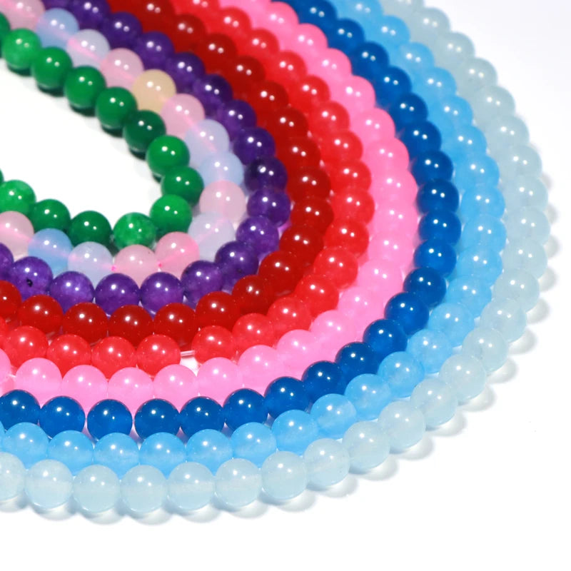 Ali Wholesale Price Chalcedony Dyed Jade Beads 4-12mm Round Natural Semi Precious Stone Beads for Bracelet Making