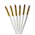 Yalixin OEM Custom Logo White/Glod Wood Handle Acrylic 100% Real Kolinsky Round Head Acrylic Nail Brush for Nail Beauty