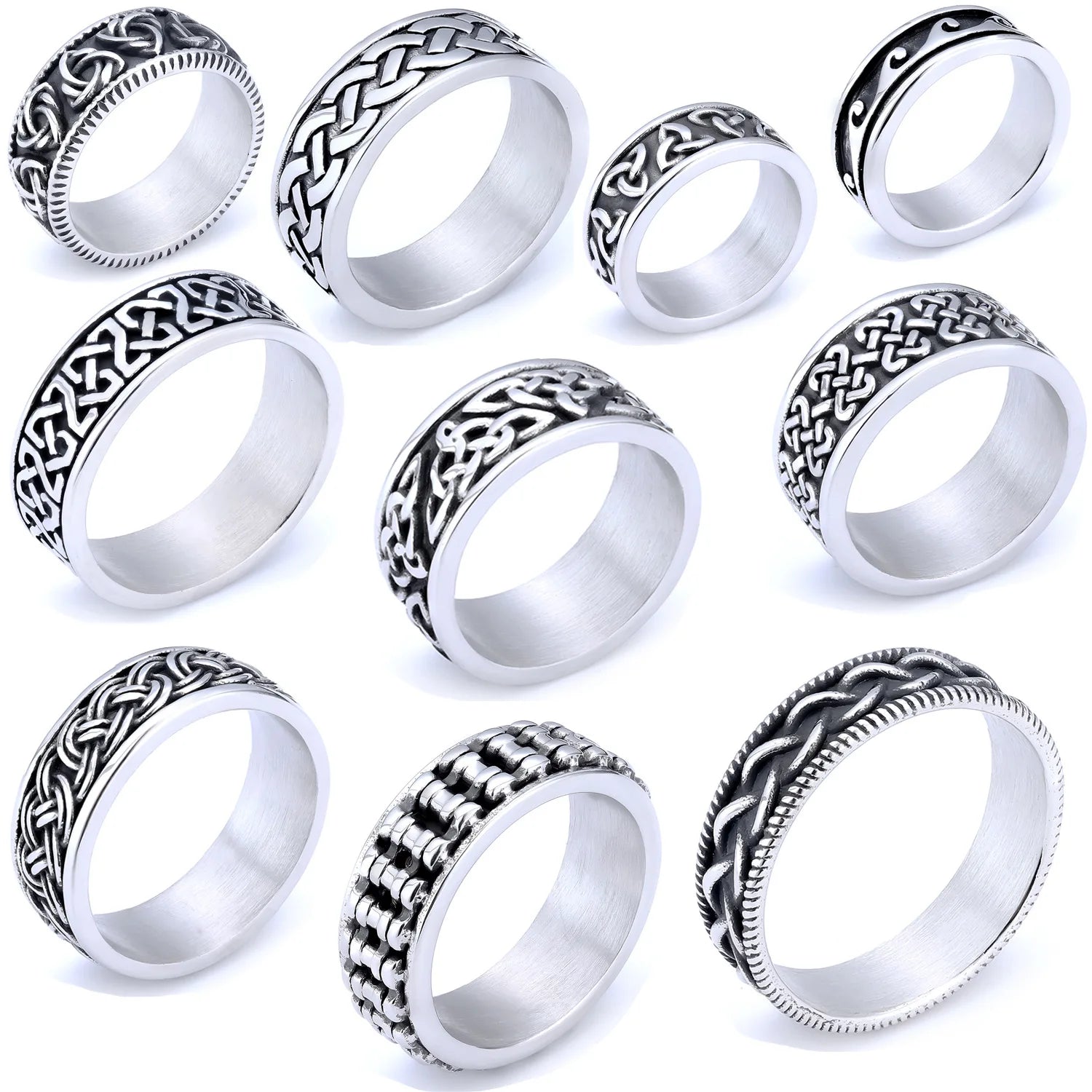 European American Unisex Viking Pattern Hip-Hop Fashionable  Inlay Stainless Steel Jewelry Immediate Delivery