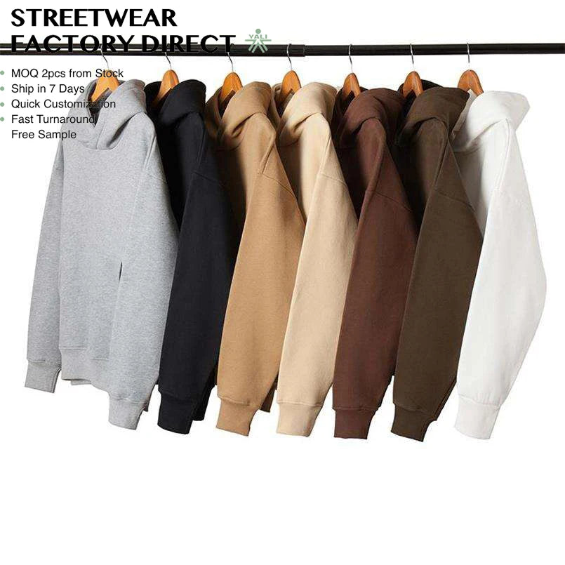 Free Sample Custom Design 500gsm Heavy Oversized Hoodie Hip Hop Blank Men Cotton 100% Hoodie Heavy Thick Heavyweight Hoodie