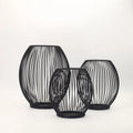 Hollow Iron Candle Holder Bird Cage Candlestick Lantern Geometric Shape Centro De Mesa Black Coffee Table Living Room Home Decor