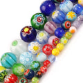 Wholesale 4/6/8/10MM Mixed Colorful Ball Shape Flower Patterns Crystal Millefiori Glass Beads for DIY Jewelry Accessories