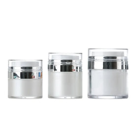 Empty 15g 30g 50g Airless Pump Jars Acrylic Double Layer Face Cream Lotion Container White Refillable Cosmetic Foundation Jar