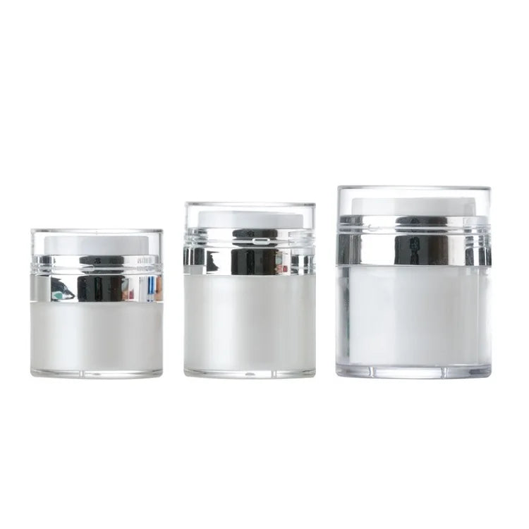 Empty 15g 30g 50g Airless Pump Jars Acrylic Double-Wall Face Cream Lotion Container White Cosmetic Refillable Airless Cream Jar