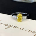Ruyi Luxury 1-Carat Oval Cut Yellow Diamond Ring VS Clarity 18K Gold with Baguette Diamonds for Weddings with IGI Certificate