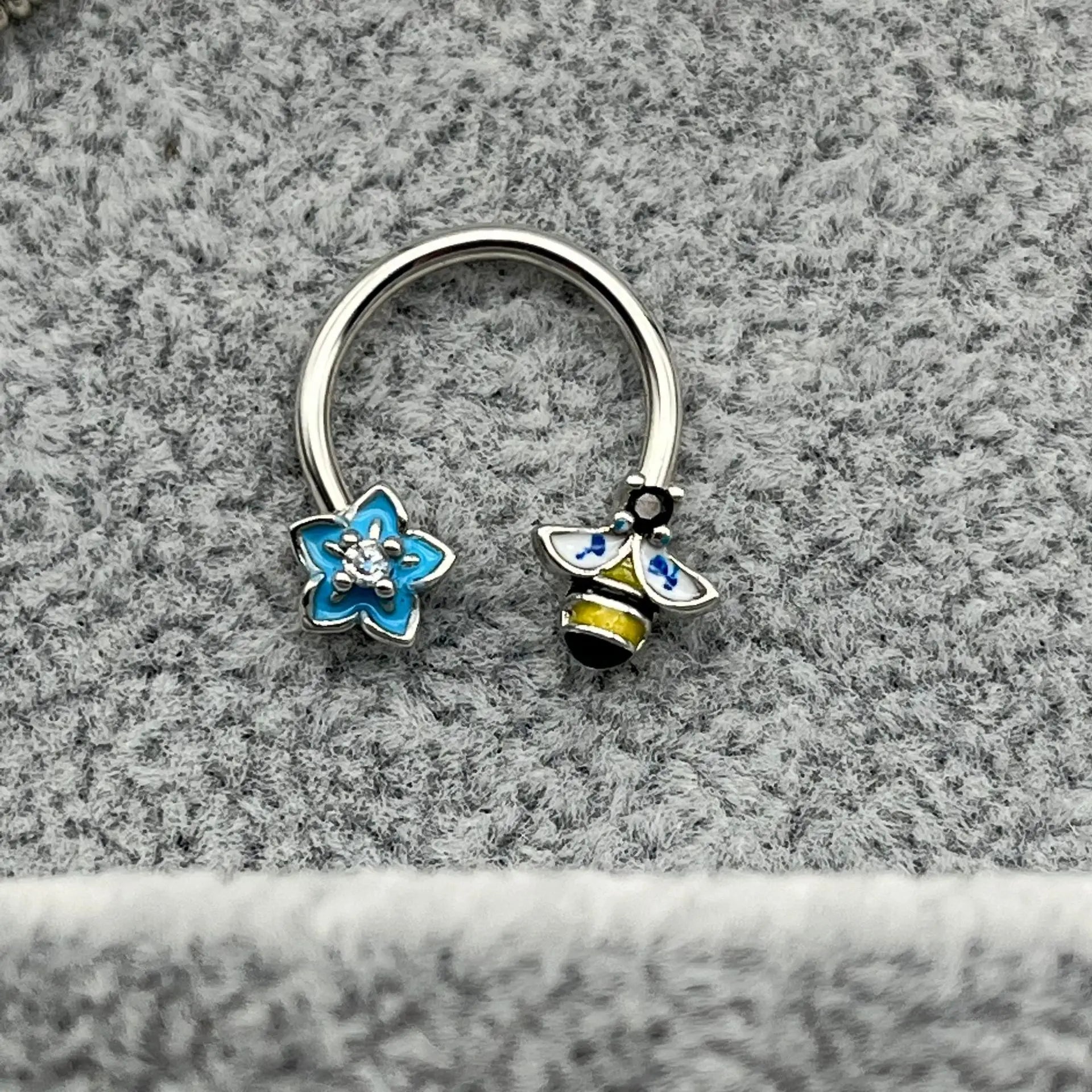 C Shape Hot Designs Horseshoe Nose Ring Zircon Moon Bee Flower Butterfly Stainless Steel Hoop Earring Cartilage Piercing Wedding