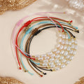Go2boho New Women Imitation Pearl Handmade Jewelry Multicolor Cord 18K Gold Plated Copper Beaded Bracelet Gift Friendship Party