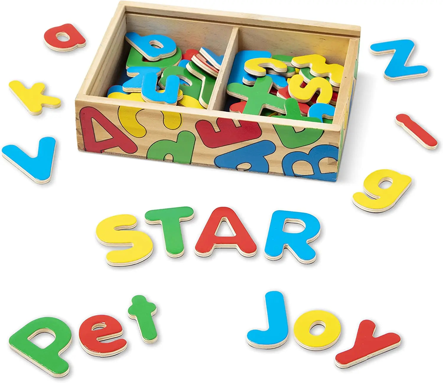 Custom Painted Beechwood Uppercase Lowercase Letters ABC Learning Toys Eco-Friendly Multifunction Chunky Magnetic 52 Alphabet