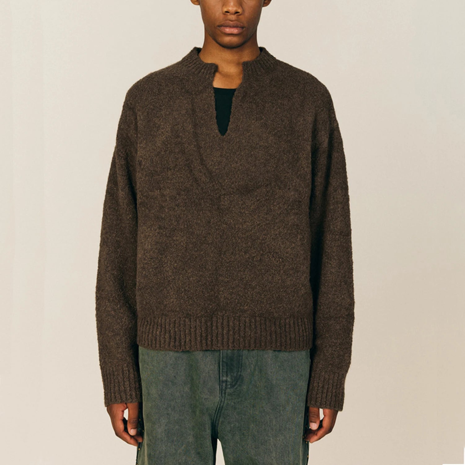 OEM Male Winter Woolen Pullover Knitwear Shirt Jacket Custom Logo Men Cashmere Merino Wool Cotton Cropped Mohair Knitted Sweater