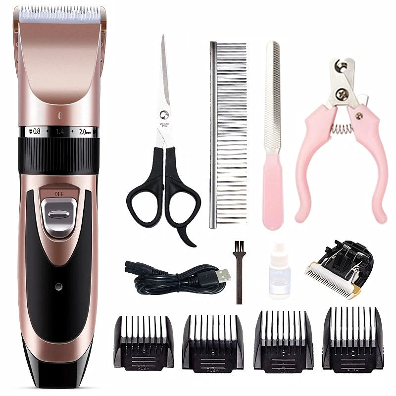 Stainless Steel Electric Dog Clipper Shaver Plastic Pet Supplies Hair Trimmer Comb Brush Pusher Cleaning Power Pet Grooming