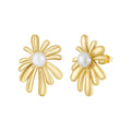 Latest 18K Gold Plated Stainless Steel Jewelry Natural Pearls Flower Stud Earrings Prevent Allergy for Women Earrings E231463