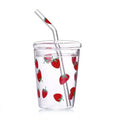 Cute Milk Glass Cup with Lid and Straw Tumbler Teapot Heat Resistant Borosilicate Glass Mug