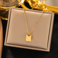 HOVANCI Wholesale Price 18K Gold Plated Stainless Steel Necklace Design Jewelry Tiny Square Initial Letter Necklaces for Women