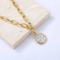Wholesale Trendy 18K Gold Plated Stainless Steel Necklace Geometric Pendant Thick Chain Gift Jewelry Hot Sale