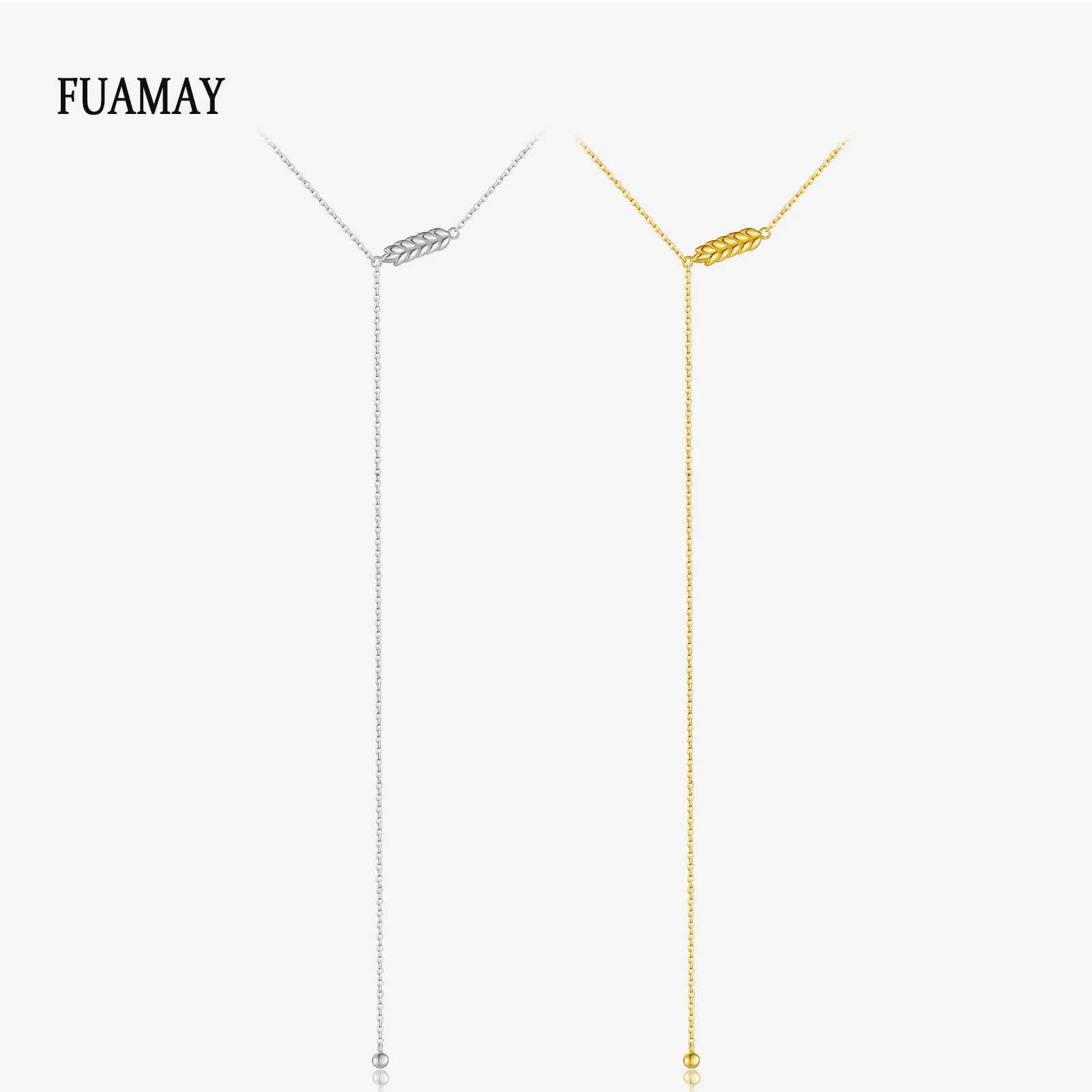 FUAMAY 2025 Classic Wheat Ears Jewelry Necklace 18K Gold Plated 925 Silver Wheat Ears Lariat Necklace for Women