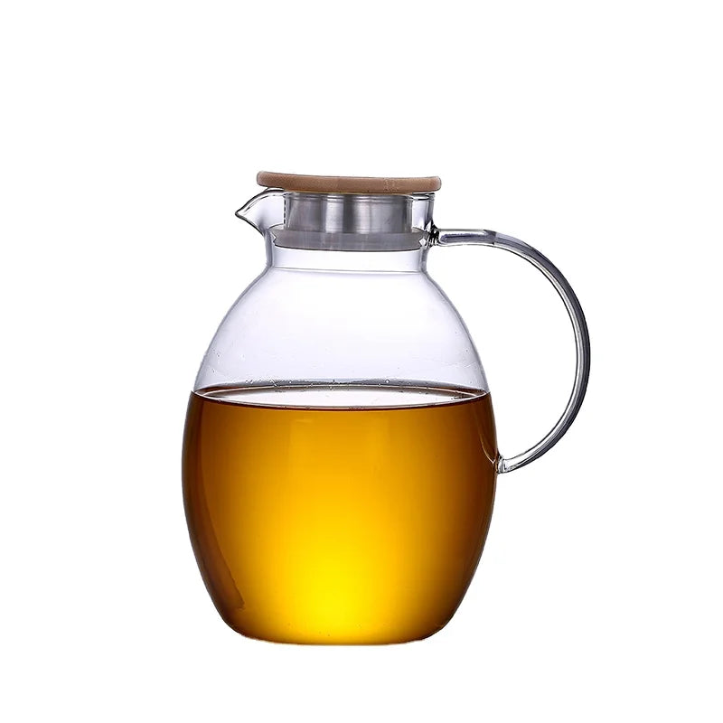 Lovely Round 304 Filter Infusion Lid Juice Beverage Hot Water clear Glass Carafe