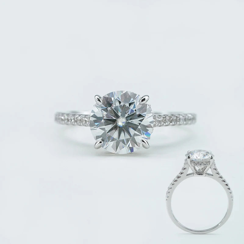 Starsgem Half Eternity Engagement Ring 1ct 2ct 3ct 4ct Round Brilliant Cut S925 Sterling Silver Pave Set Moissanite Ring