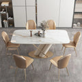 High-quality Creative Luxury Modern Minimalist Italian Stainless Steel and Marble Dining Table  Rectangular Home Furniture