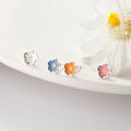 Elegant Glamour 925 Sterling Silver Flower Stud Earrings Gold Plated Zircon Enamel Perfect Wedding Party Jewelry Gift Wholesale