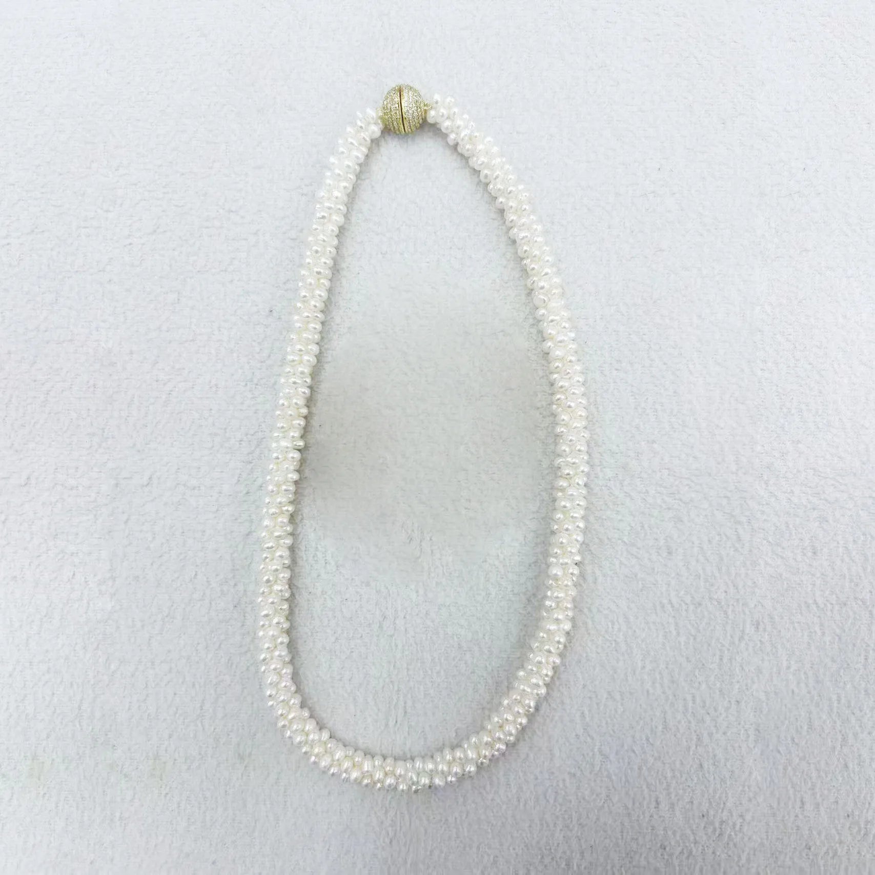 100% Real 16 Inch Freshwater Pearl Choker Necklace Elegant Dainty Mini Pearl Handmade in Nature Style Big Impressive Product