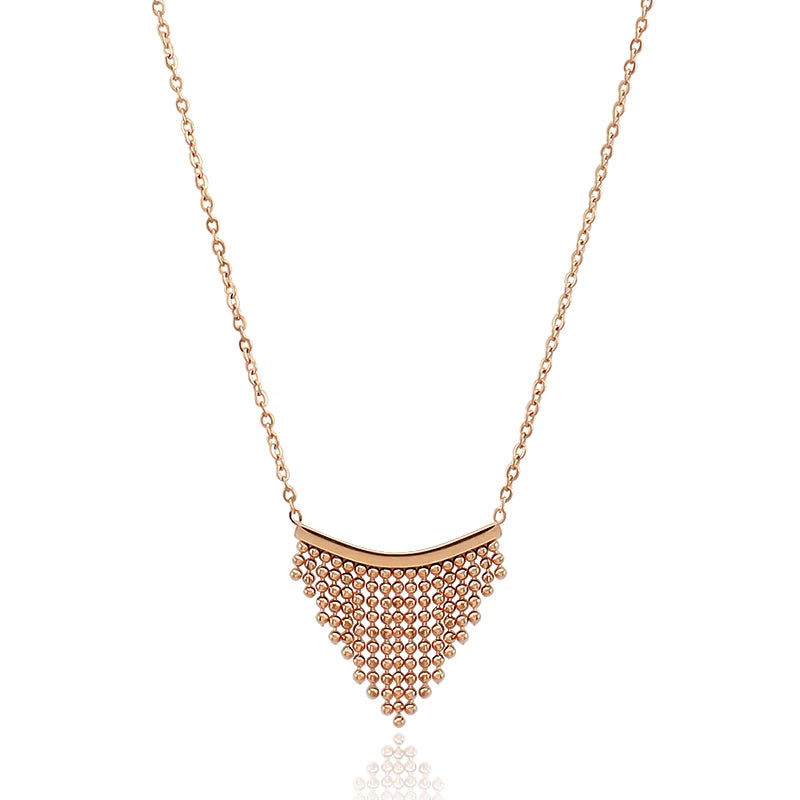 Metal Rose Plated Triangle Bead Curtain Choker for Women Female Jewelry 316L Tassel Necklace