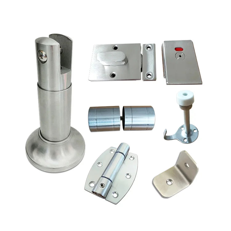 Hardware Public Toilet Accessories Stainless Steel 304SS Toilet Cubicle Fittings Partition Set for HPL Compact Board