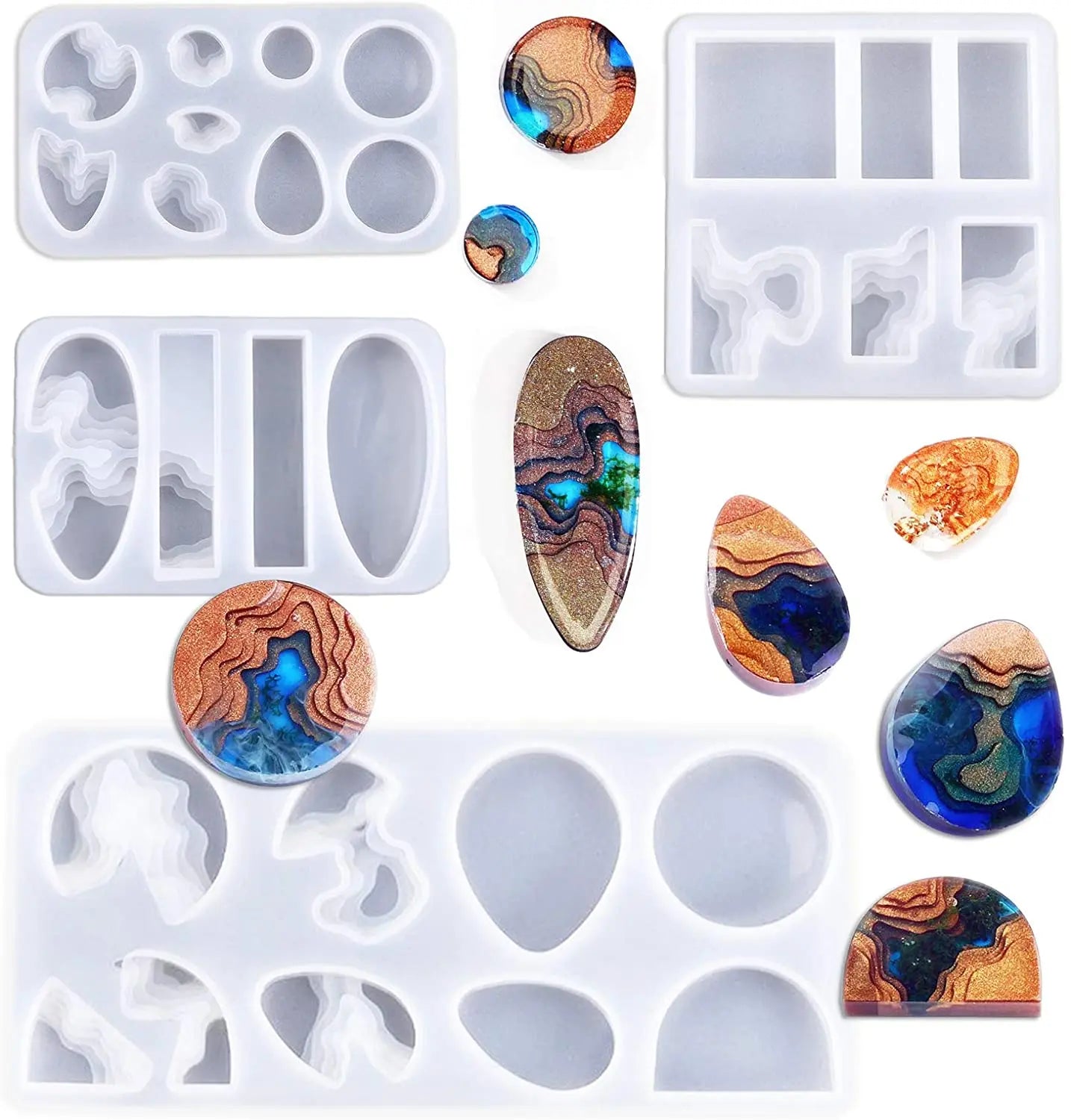 Resin Pendant Mold Ocean Theme Style Silicone Epoxy Mold DIY Jewelry Pendant Necklace Key Chain Jewelry and Resin Craft