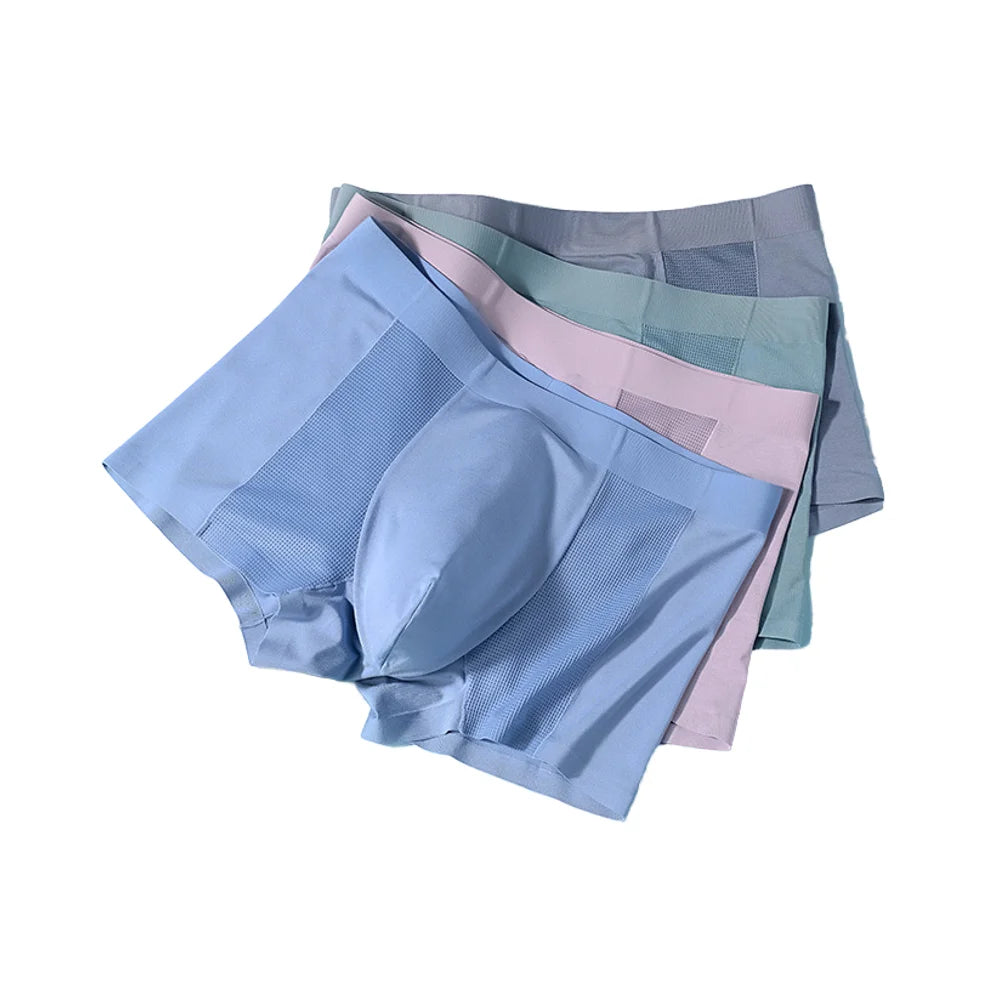 Men's Mid Rise Ice Silk Boxer Briefs High Quality Modal Seamless Underwear
