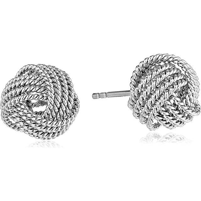 Fashion Essentials Sterling Silver Twisted Knot Shape Stud Earrings for Women