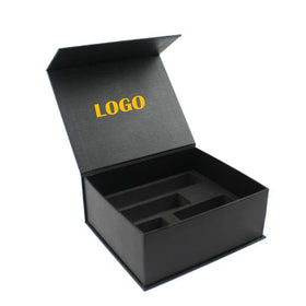 Factory Customized Rigid Flip Top Lid Cover Cardboard Book Shaped Magnetic Black Gift Packaging Box Manufacturer