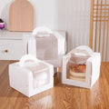 3/4/6/8 Inch Birthday Cake Box White Hand Open Window Transparent Mousse Dessert Baking Birthday Cake Packaging Box