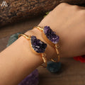 Dark Amethyst Druzy Energy Bangle Good Quality Platting Copper Wire Wrap Open Cuff Bangle