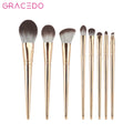 Gracedo Professional 8-Piece Custom Logo Gold Makeup Brush Set for Face Concealer & Shaving Brush Use