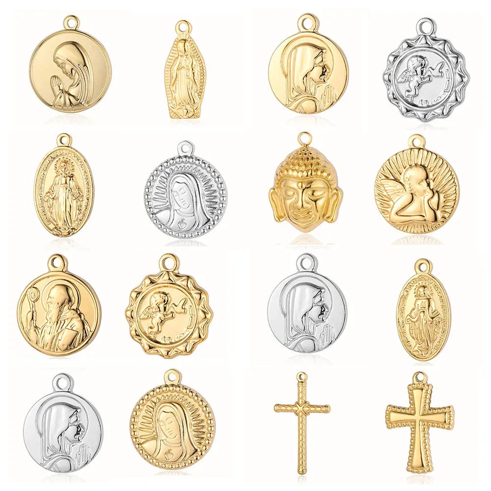Fashion Jewelry Accessory Vintage Gold Silver Stainless Steel Cross Pendent Wholesale