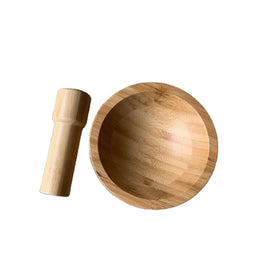 Bamboo Wide Bowl Mortar and Perstle