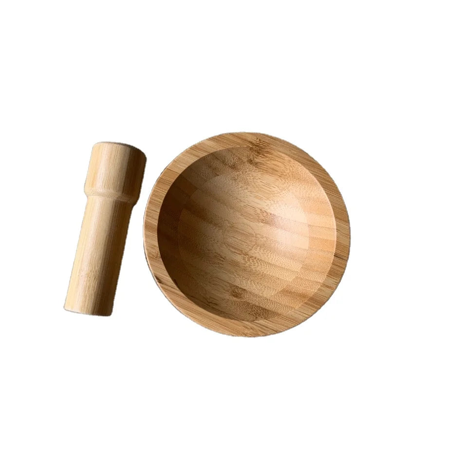Bamboo Wide Bowl Mortar and Perstle