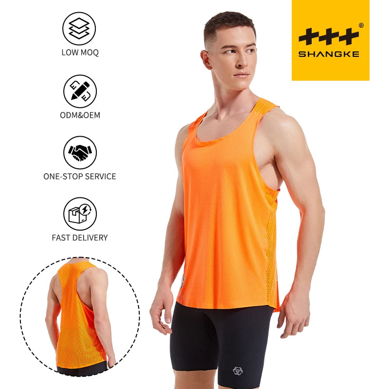 OEM Men's Sleeveless Singlets Elastic Sports Running Marathon Vest Tank Tops Singlet