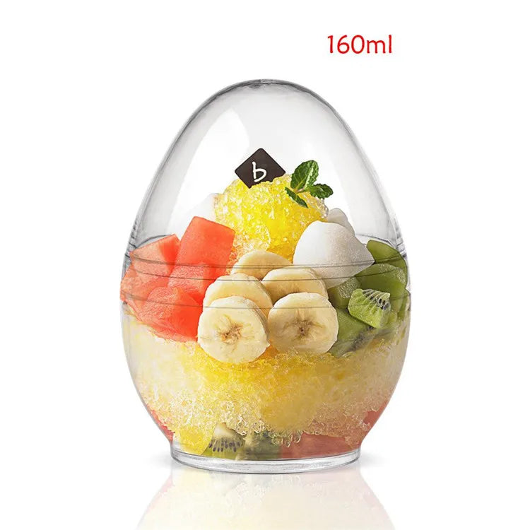 Hot Selling Plastic Clear Dessert Cup Thickened Egg Shaped Mousses Ice Cream Disposable Cup Baking Equipment Tools Cake