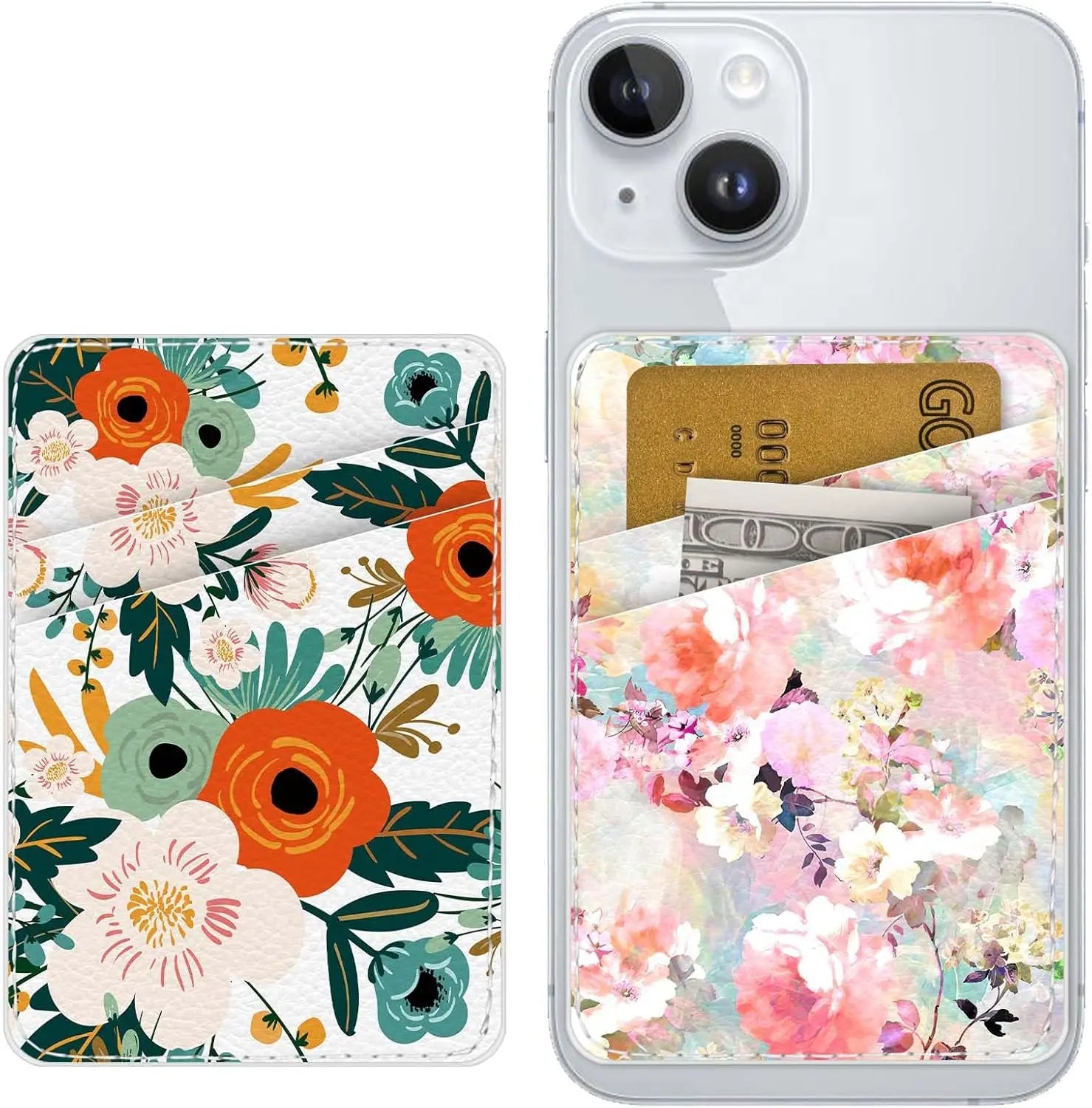 Custom Fashion Cell Phone Credit Card Holder 3m Stick PU Phone Wallet